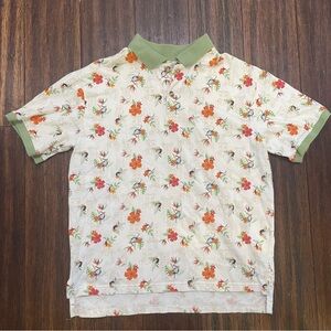 Disney Youth Polo Shirt with Mickey and Stitch Hawaiian Tiki Design (L)